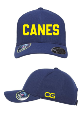 Canes Navy with Yellow Flexfit 110 OSFA