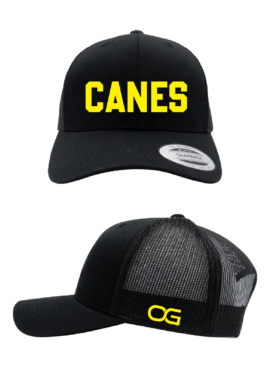 Canes Black with Yellow FlexFit Trucker Cap OSFA